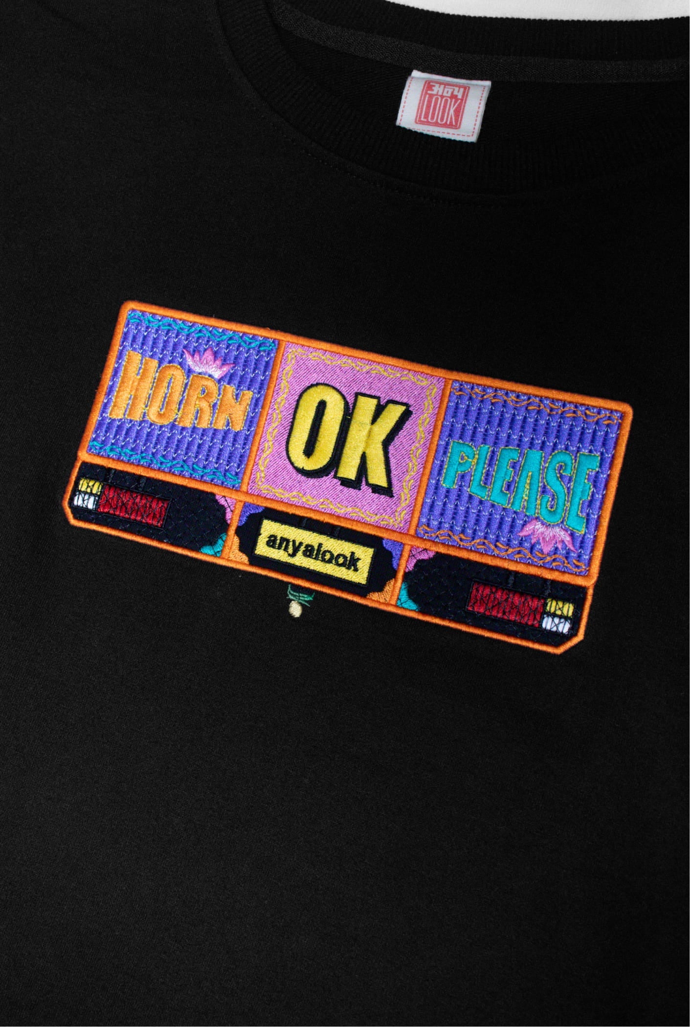 Horn OK Please Embroidered Oversized T-Shirt — Black | AnyaLook Oversized Tshirt