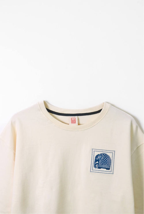 Indian Elephant Embroidered Oversized T-Shirt — AnyaLook Oversized Tshirt