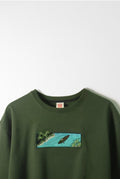 South Green View Embroidered Oversized T-Shirt — Olive Green | AnyaLook Oversized Tshirt