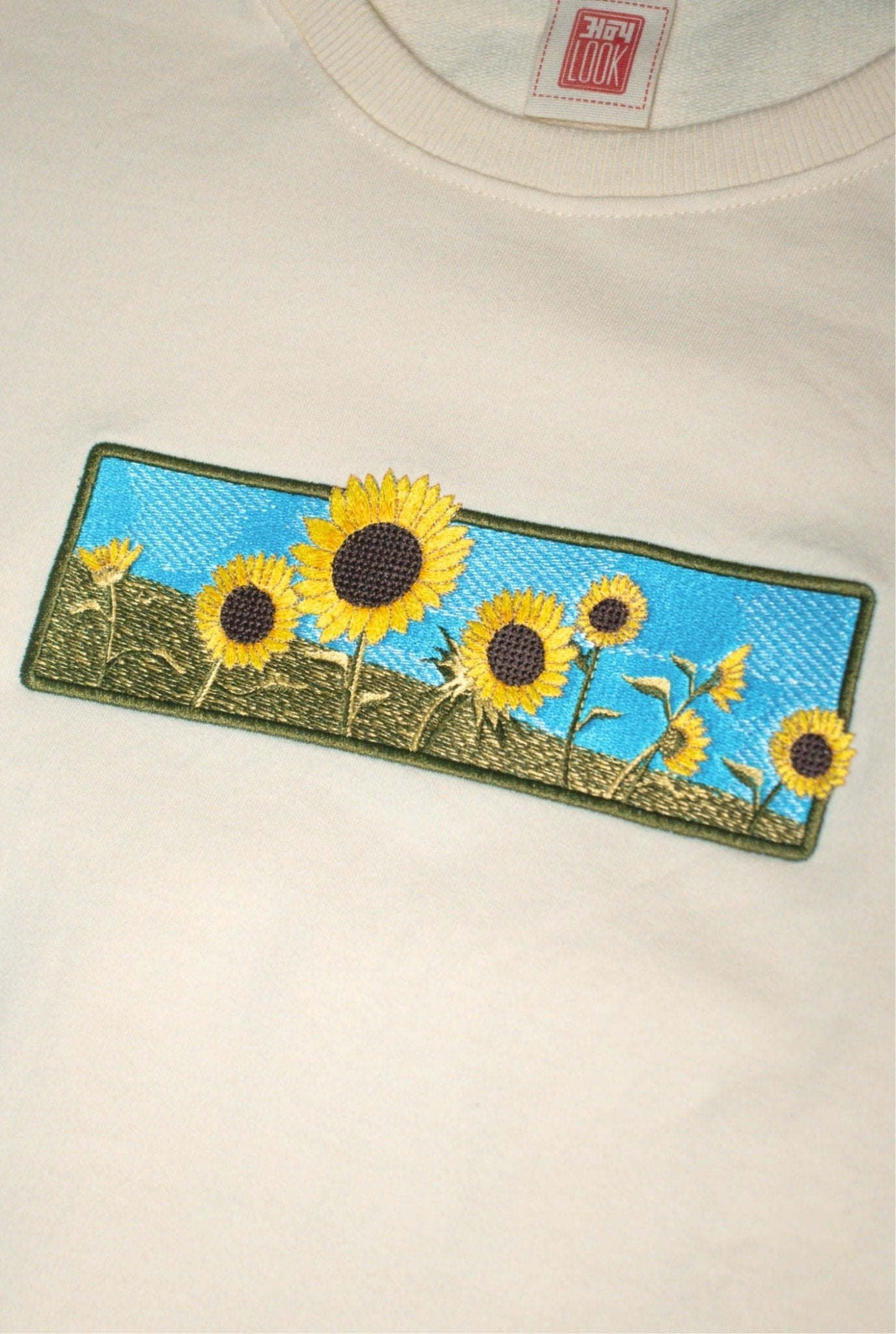 Sunflower Field Embroidered Oversized T-Shirt — Beige | AnyaLook Oversized Tshirt