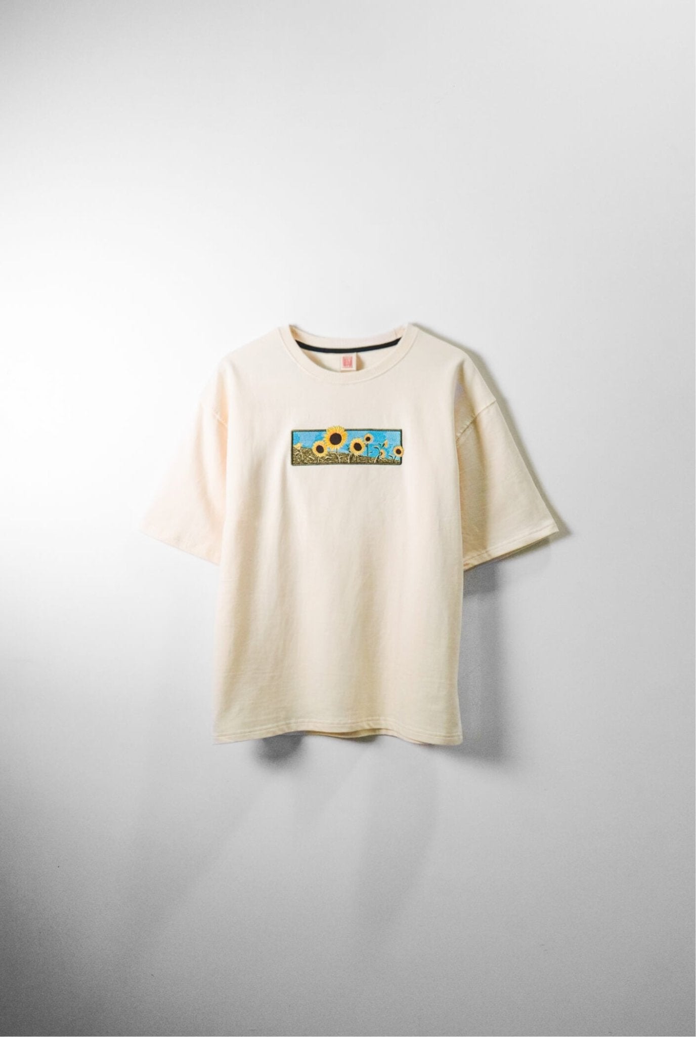 Sunflower Field Embroidered Oversized T-Shirt — Beige | AnyaLook Oversized Tshirt